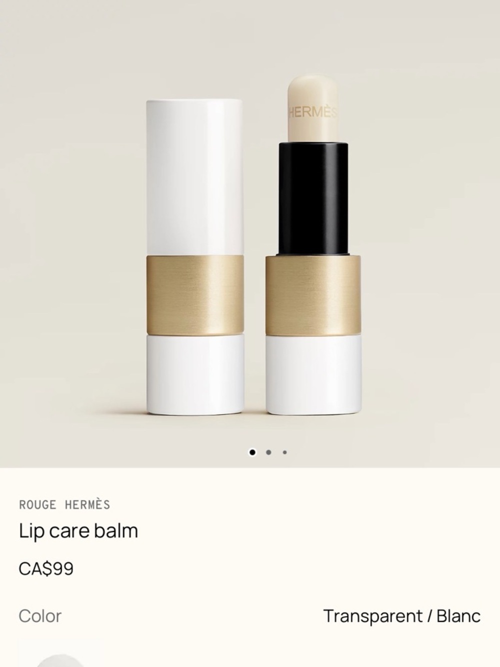 NWT a Hermès Lip Care Balm - Transparent